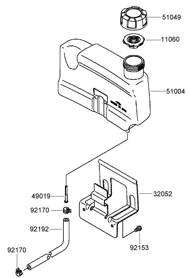 Fuel Tank and Fuel Valve Assembly Kawasaki FJ180V AS39