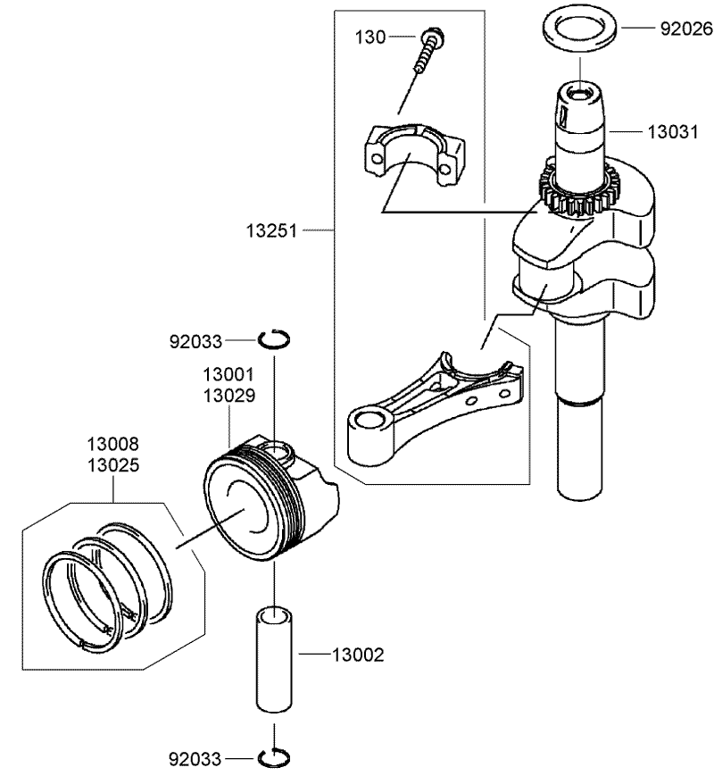 Piston and Crankshaft Assembly Kawasaki FJ180V AS39