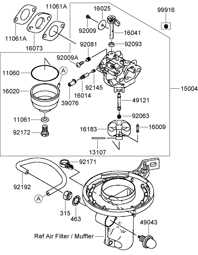 Carburetor Assembly Kawasaki FJ180V AS36