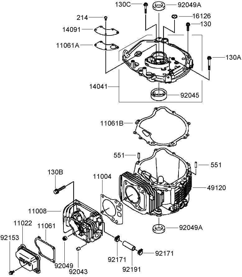 Cylinder and Crankcase Assembly Kawasaki FJ180V AS36