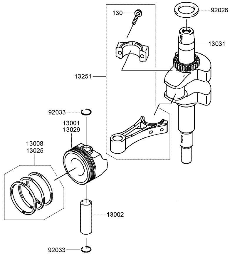 Piston and Crankshaft Assembly Kawasaki FJ180V AS36