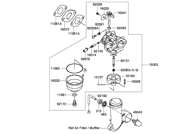 Carburetor Assembly Kawasaki FJ180V AS34