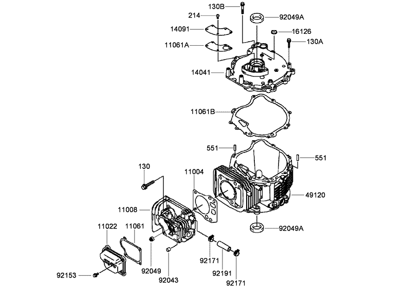 Cylinder and Crankcase Assembly Kawasaki FJ180V AS34
