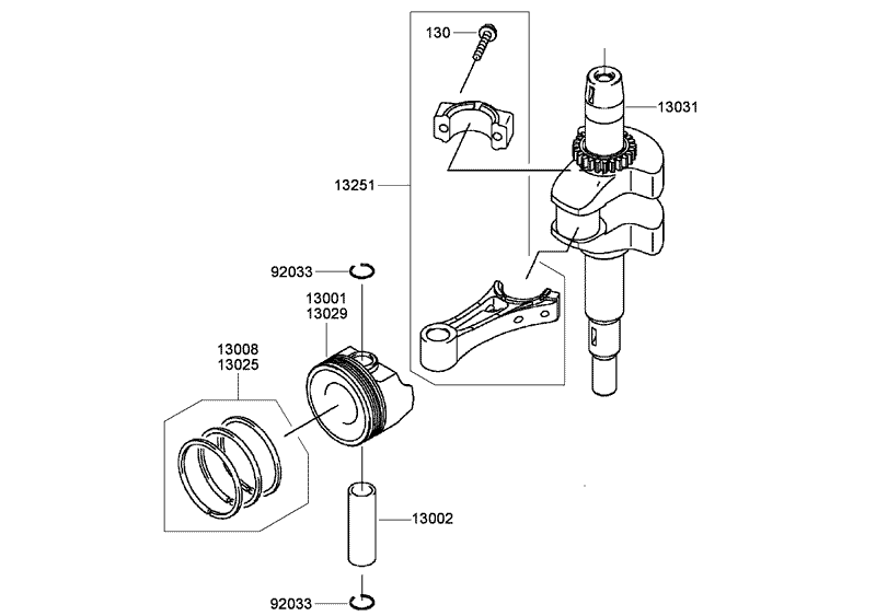 Piston and Crankshaft Assembly Kawasaki FJ180V AS34