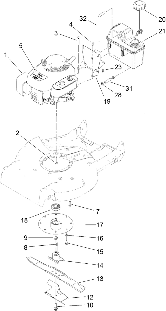 Engine Fuel Tank and Blade Assembly