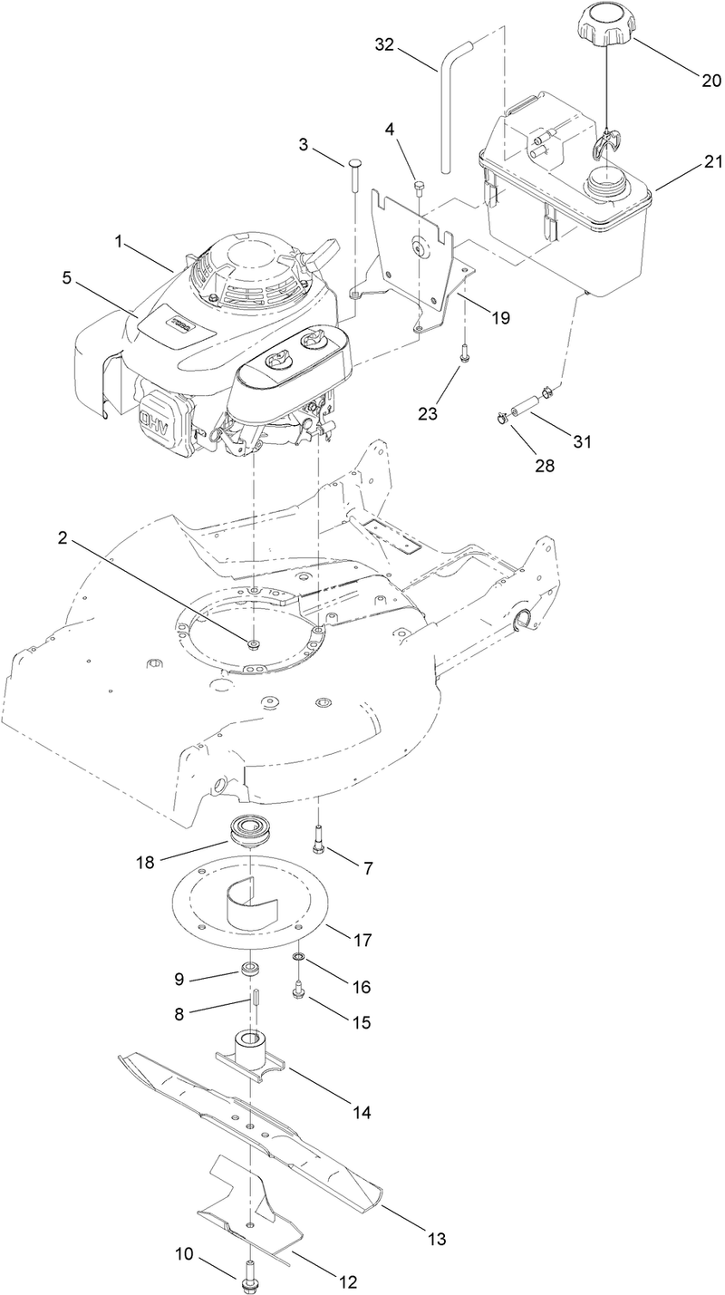 Engine Fuel Tank and Blade Assembly