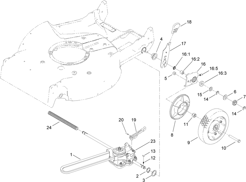 Transmission Rear Wheel and Height of Cut Assembly