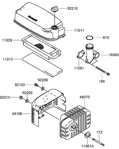 Air Filter and Muffler Assembly Kawasaki FJ180V-AS64