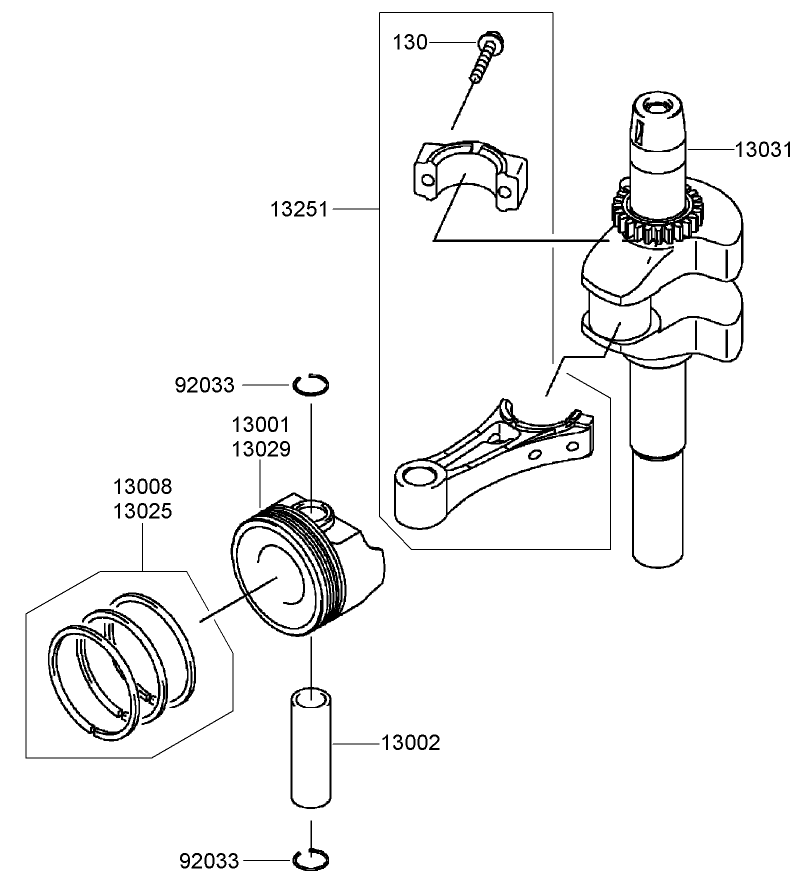 Piston and Crankshaft Assembly Kawasaki FJ180V AS64