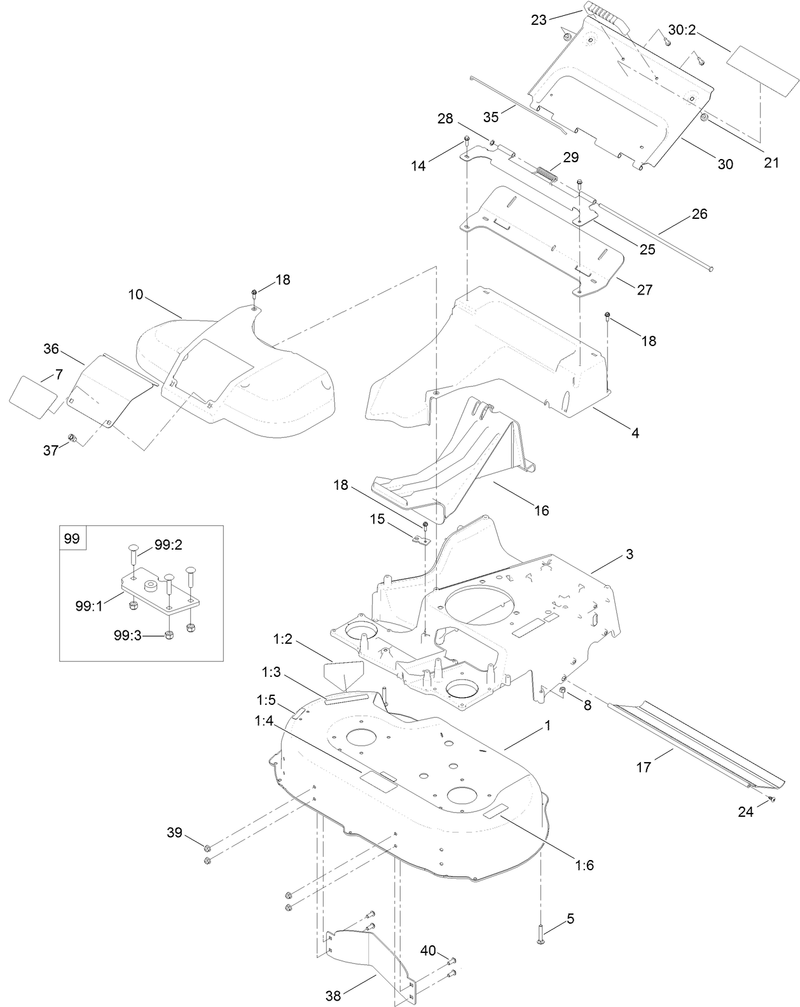 Deck Frame and Chute Assembly