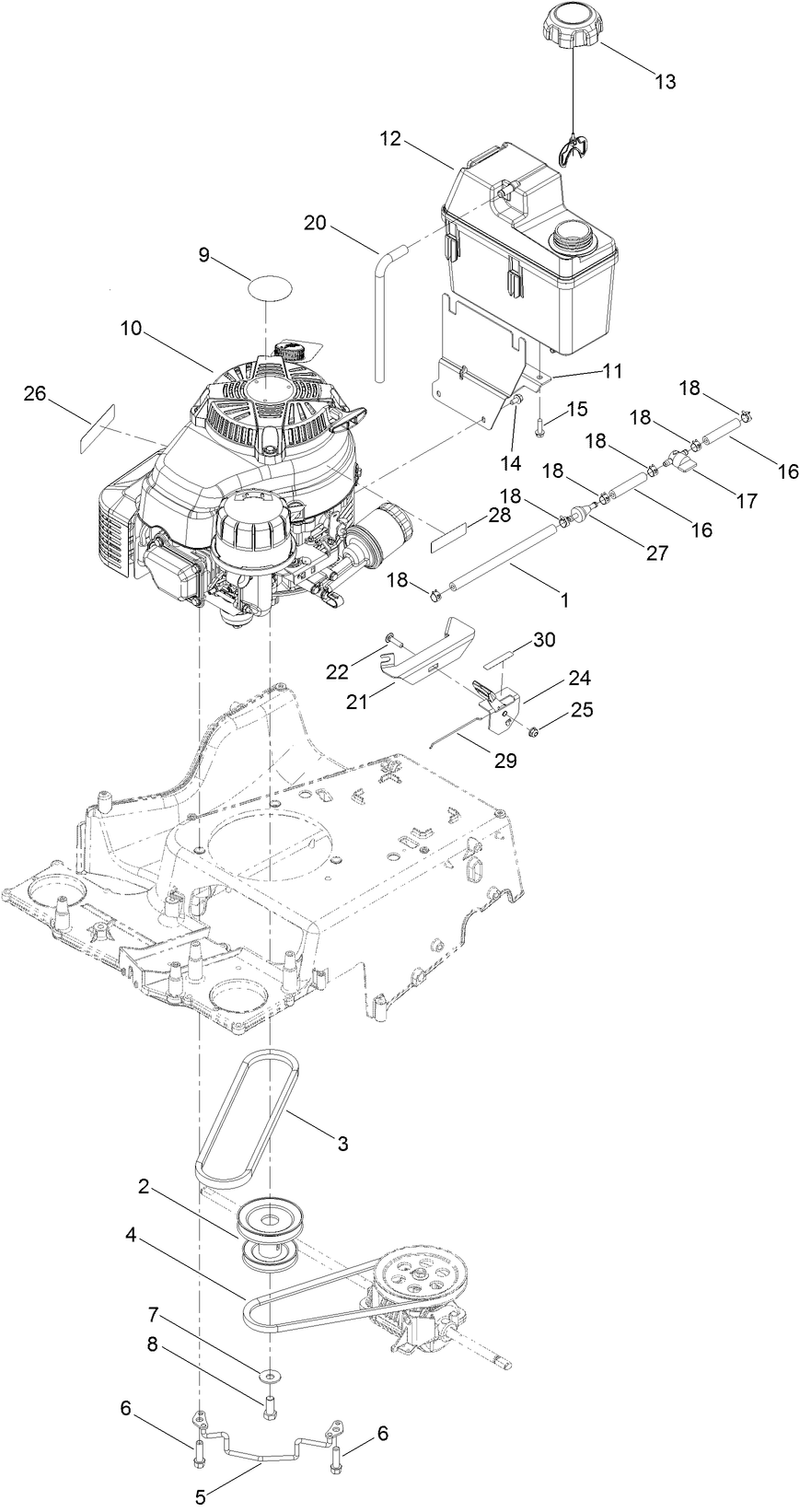 Engine and Fuel Tank Assembly