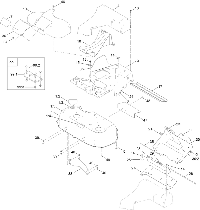 Deck Frame and Chute Assembly