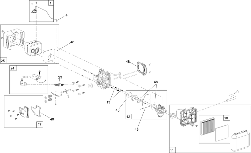 Carburetor Muffler Air Cleaner and Valve Cover Assembly