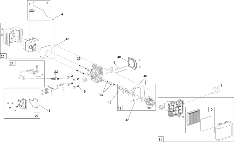 Carburetor Muffler Air Cleaner and Valve Cover Assembly