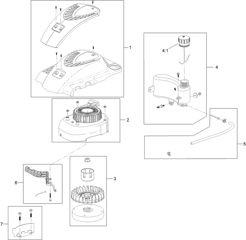 Shroud Flywheel and Fuel Tank Assembly