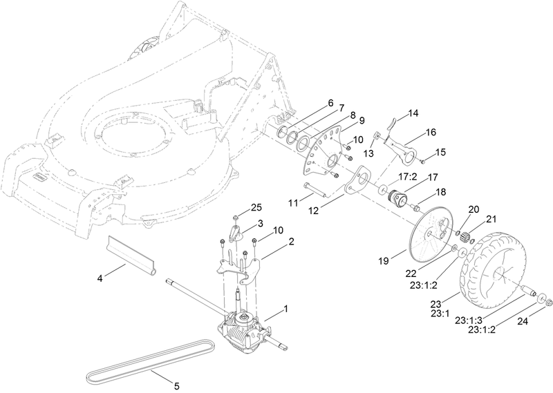 Transmission and Rear Wheel Assembly