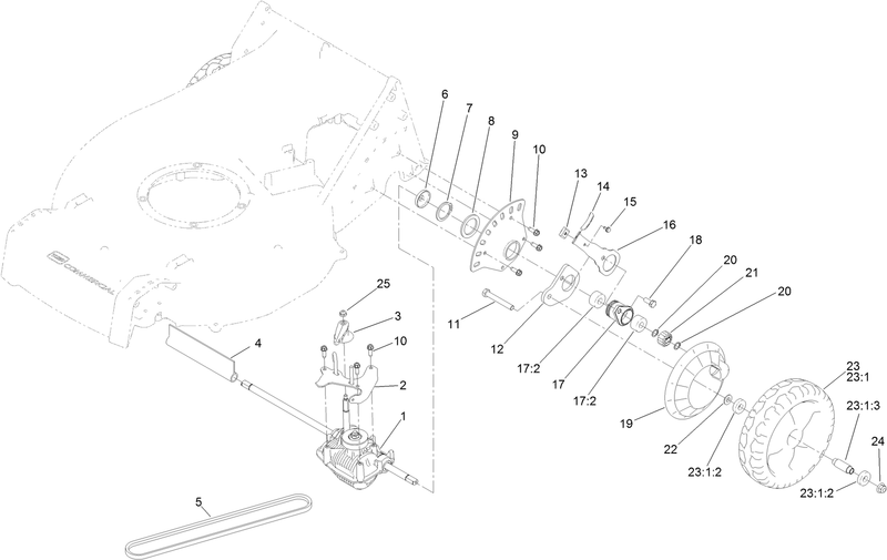 Transmission and Rear Wheel Assembly