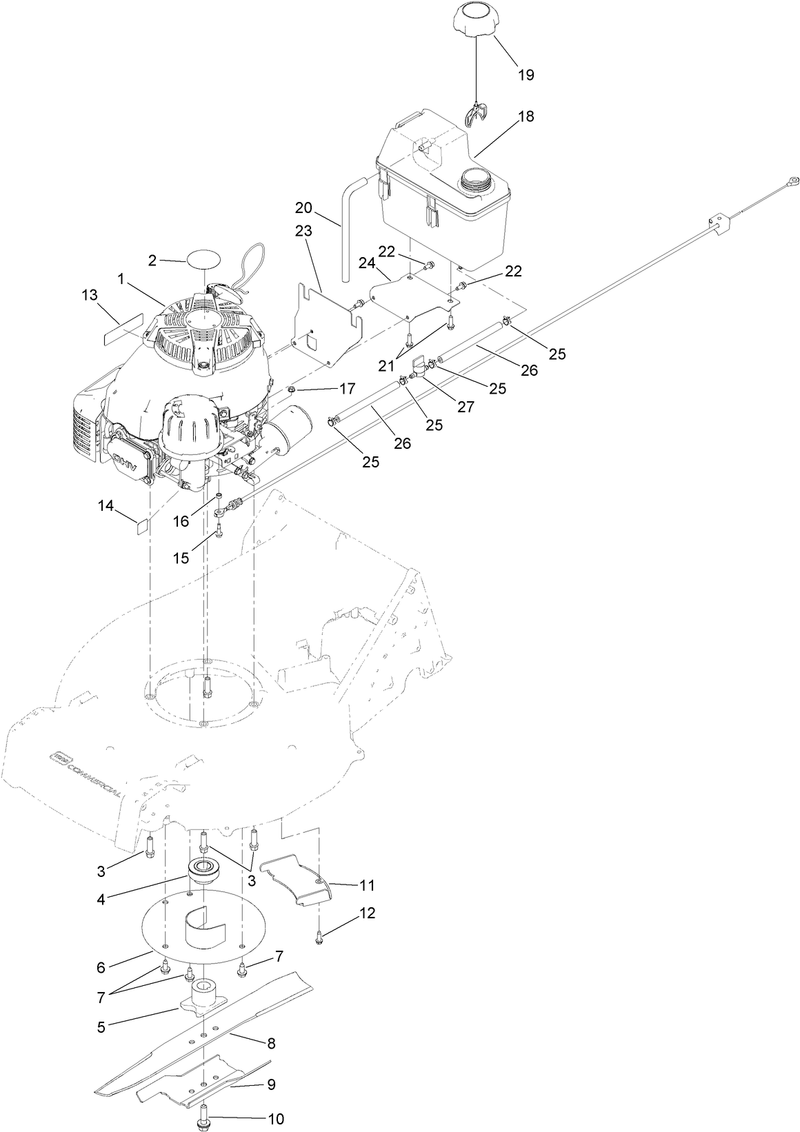 Engine Fuel Tank and Blade Assembly