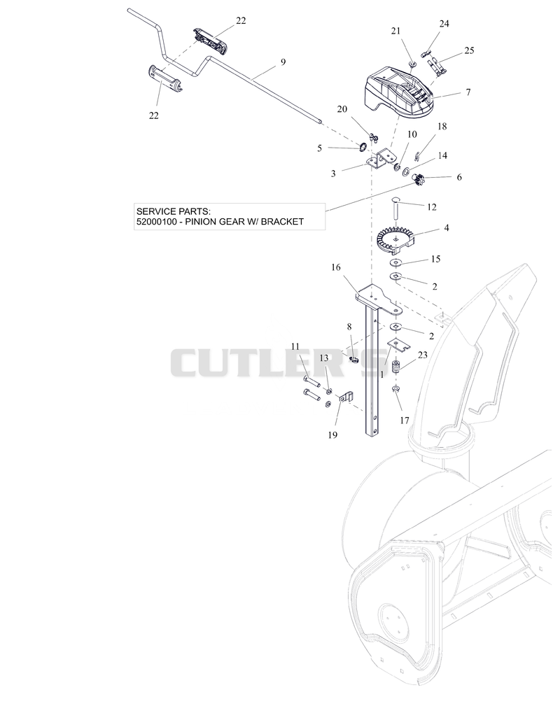 Discharge Chute Controls - Crank