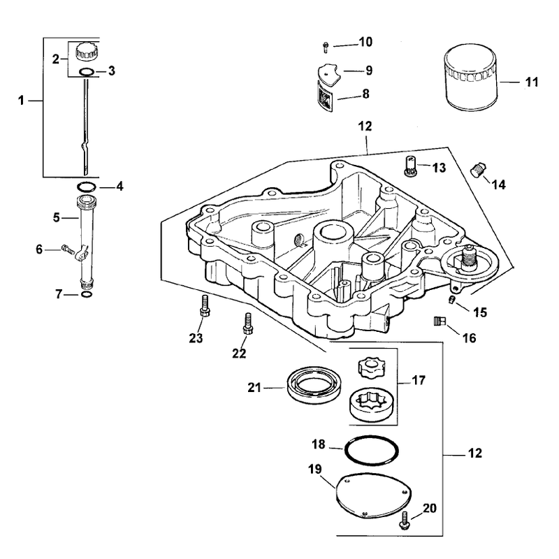 Oil Pan and Lubrication Assembly Kohler Model CV15T-41604
