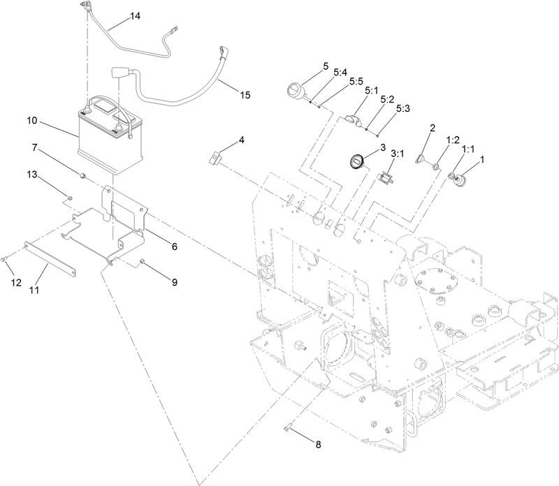 Battery Key Switch and Fuel Gauge Assembly