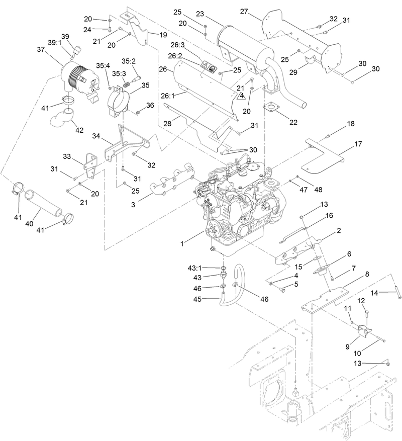 Engine Muffler and Air Cleaner Assembly