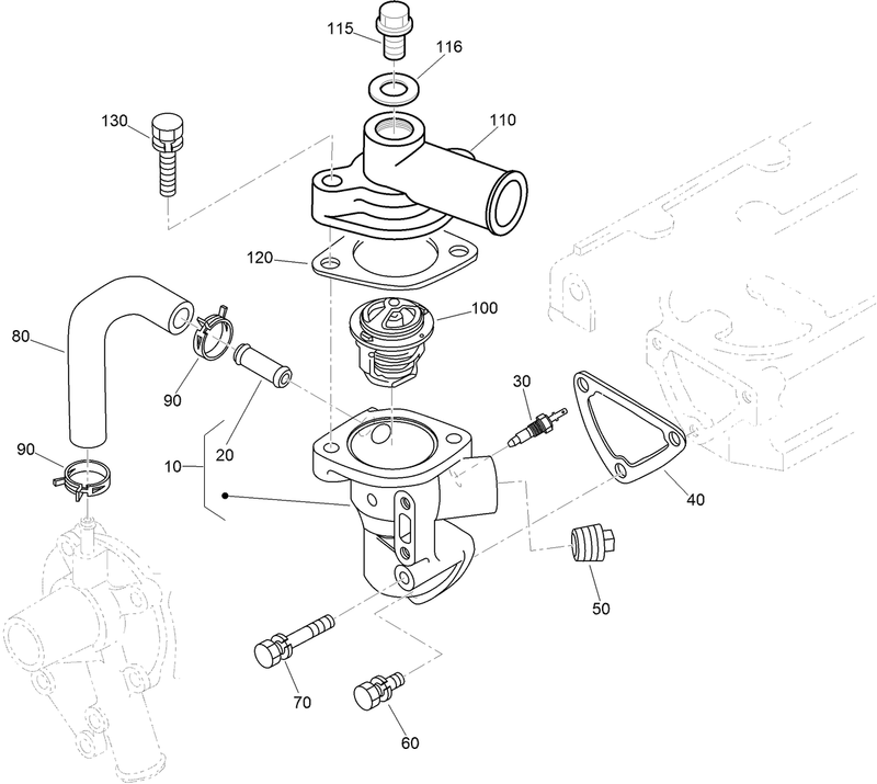 Water Flange and Thermostat Assembly
