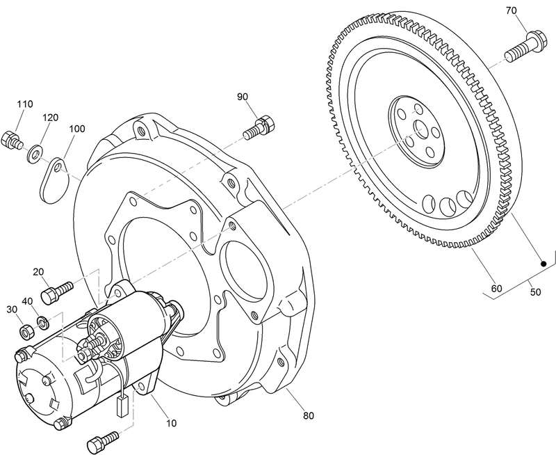 Starter and Flywheel Assembly