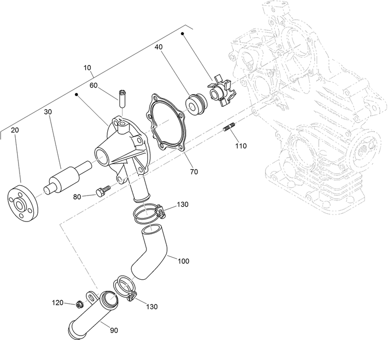 Water Pump and Water Pipe Assembly