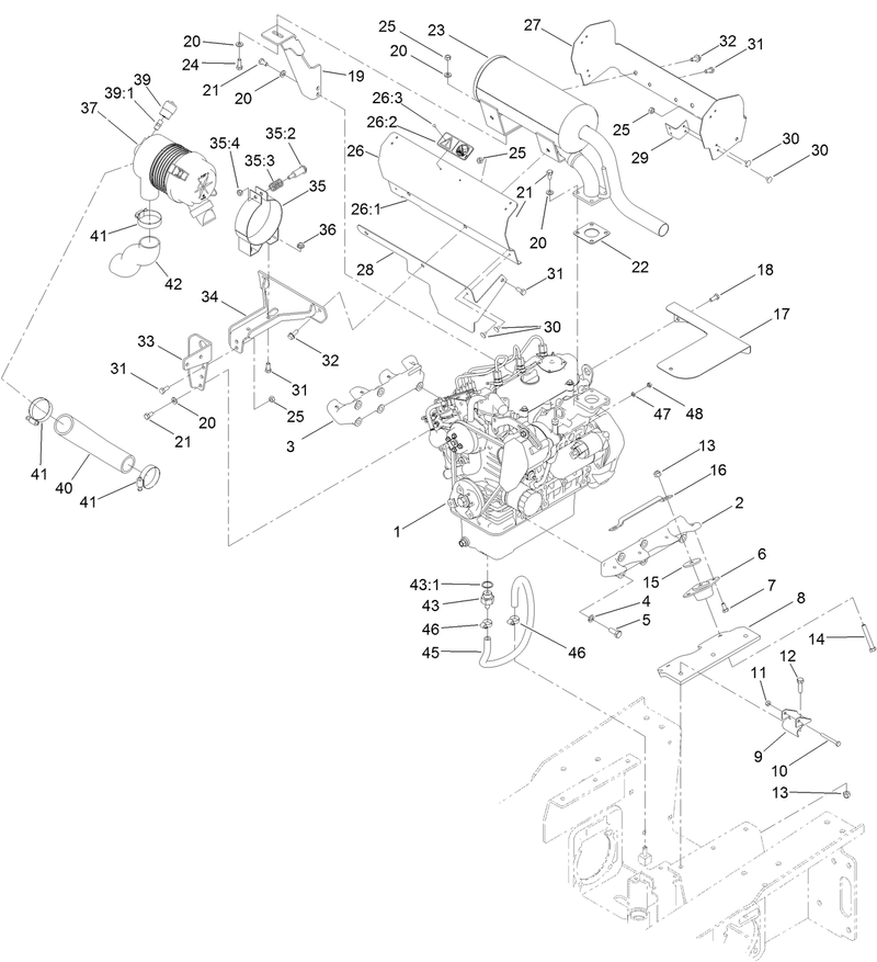 Engine Muffler and Air Cleaner Assembly