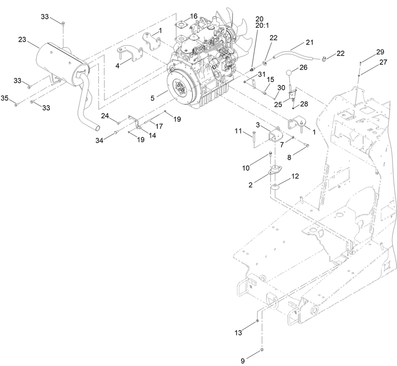 Engine Mount and Muffler Assembly