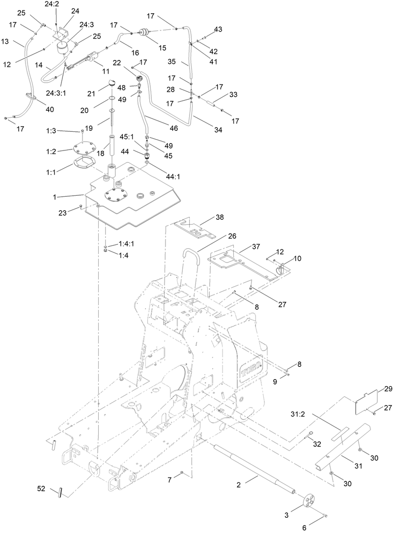 Hydraulic Tank and Track Shaft Assembly