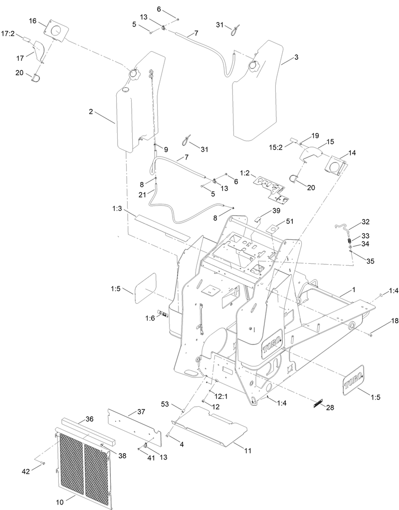 Frame Fuel Tank and Radiator Cover Assembly