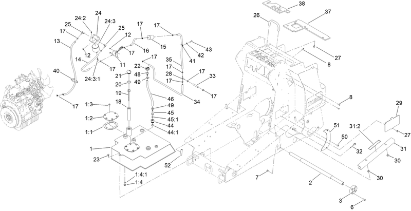 Hydraulic Tank and Track Shaft Assembly