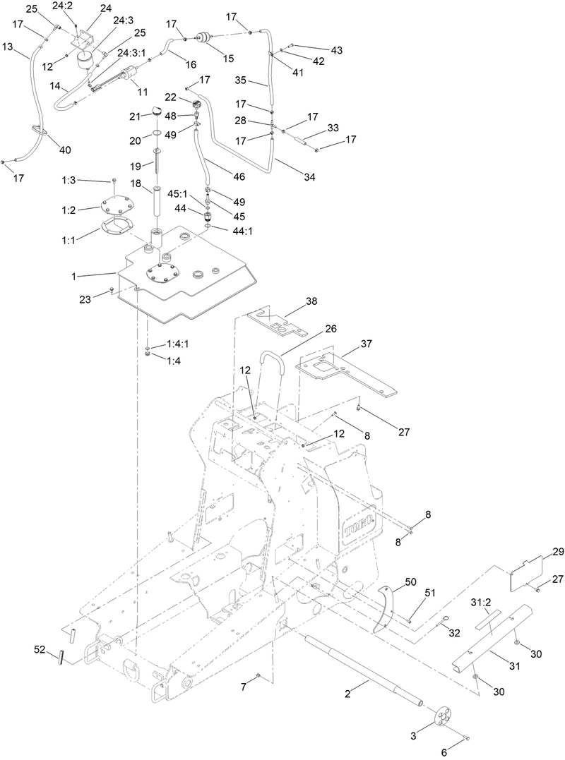 Hydraulic Tank and Track Shaft Assembly