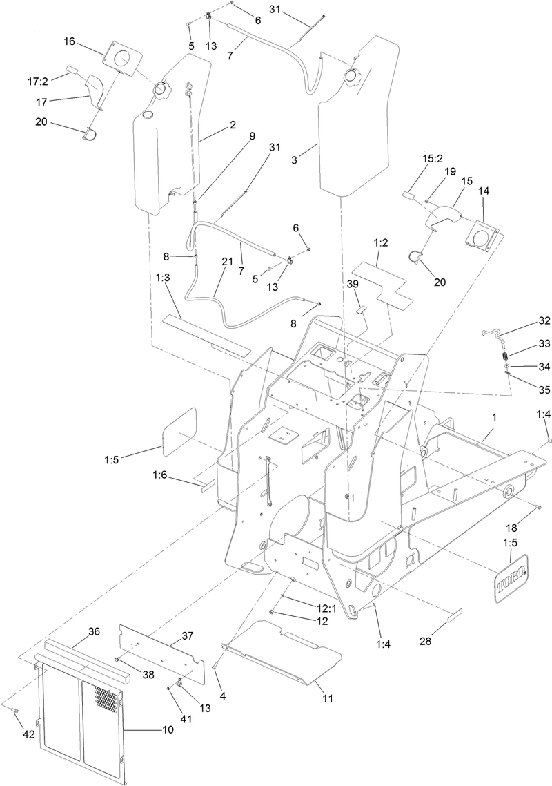 Frame Fuel Tank and Cover Assembly