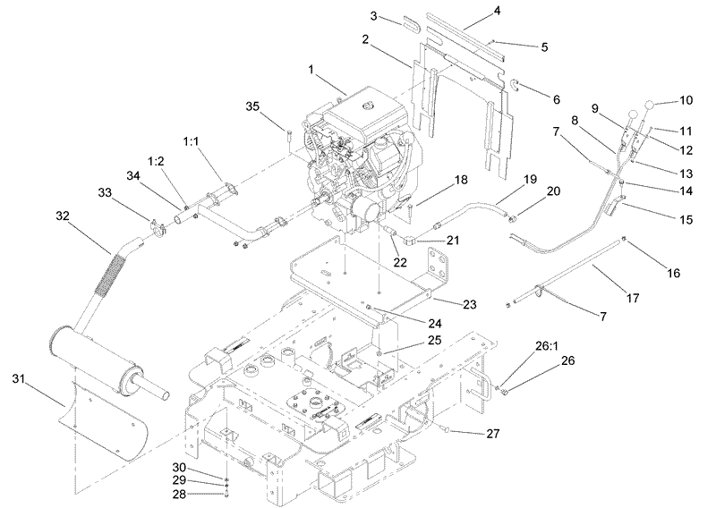 Engine and Mount Assembly