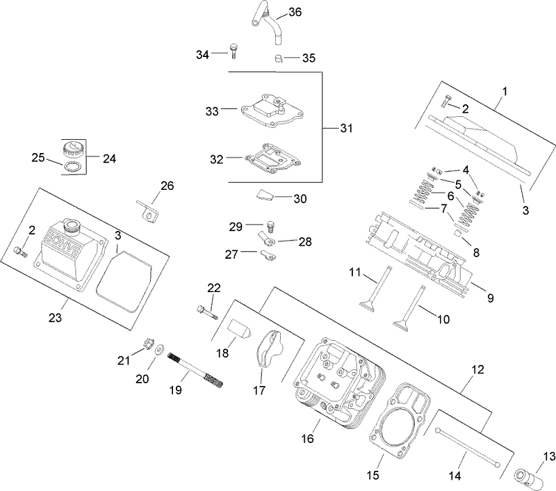 Head Valve and Breather Assembly Kohler CH20S 64725