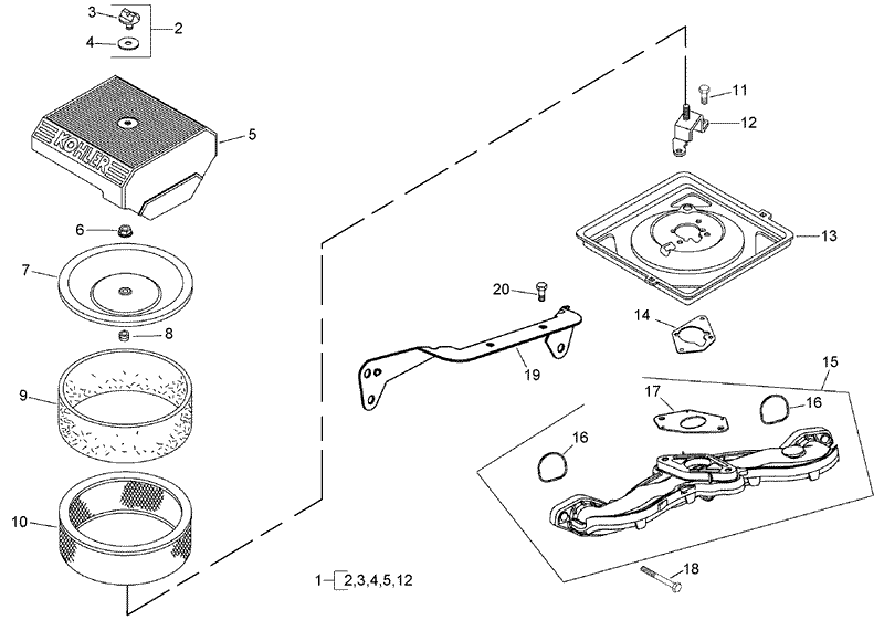 Air Intake and Filtration Assembly Kohler CH730 0132