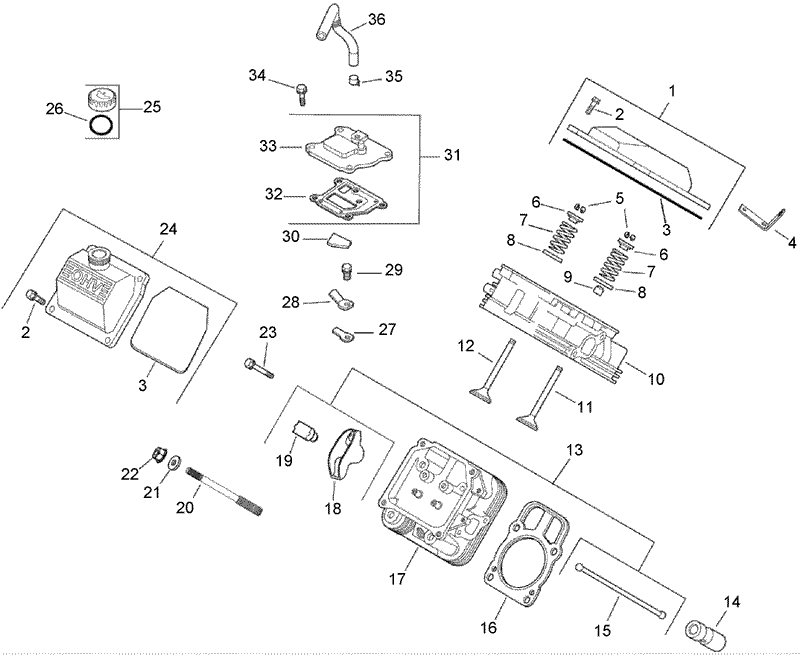 Head Valve and Breather Assembly Kohler CH730 0132