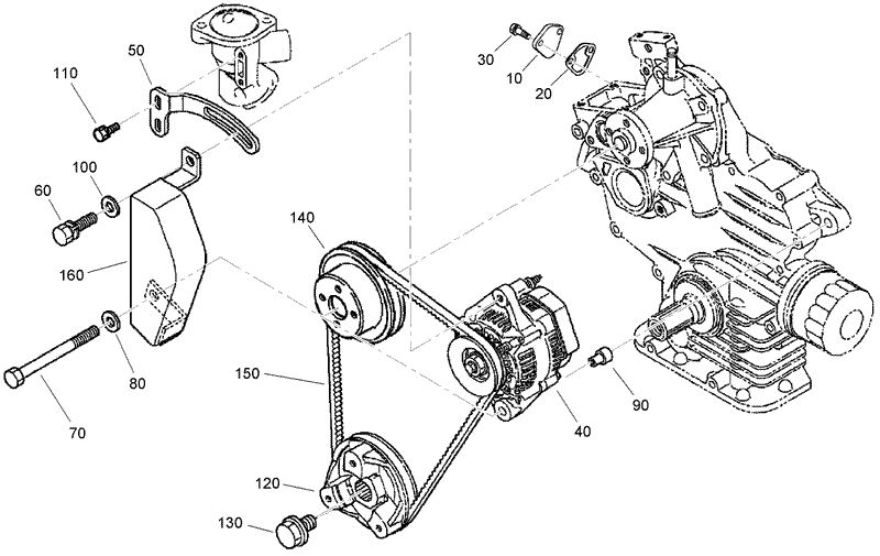 Fuel Cover Alternator and Pulley Assembly