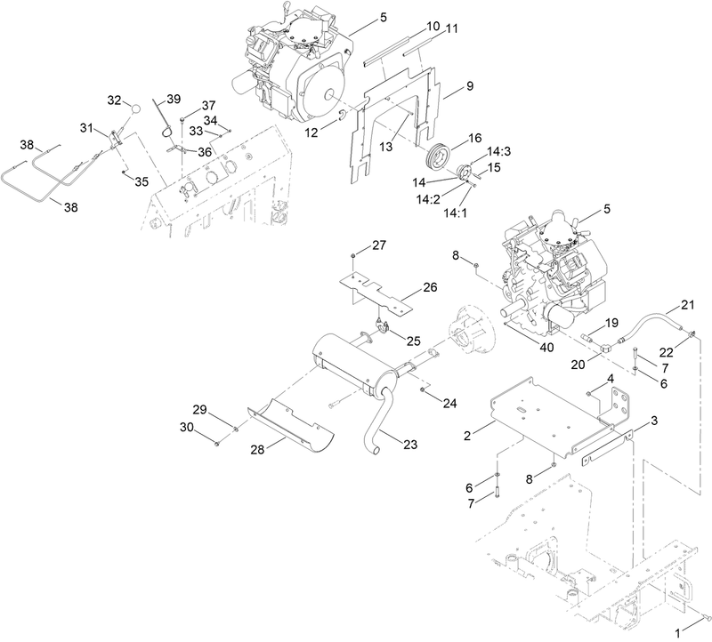 Engine Exhaust and Control Lever Assembly