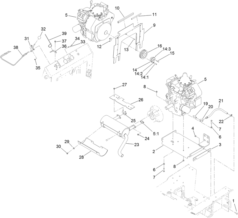 Engine Exhaust and Control Lever Assembly