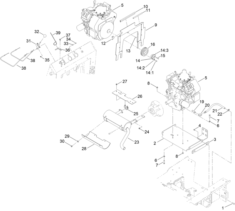 Engine Exhaust and Control Lever Assembly