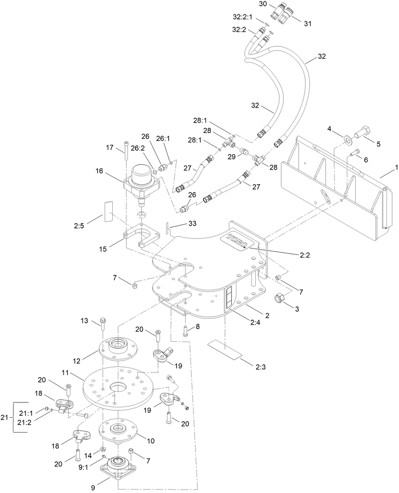 Grinder Frame Head and Hydraulic Motor Assembly