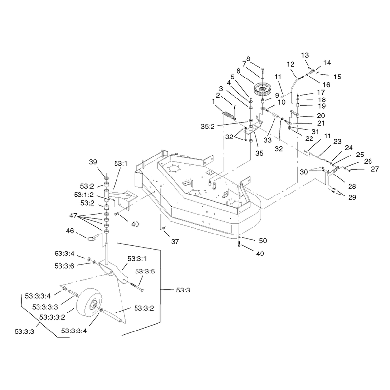 Front Castors Belt Tension and Blade Brake System Assembly