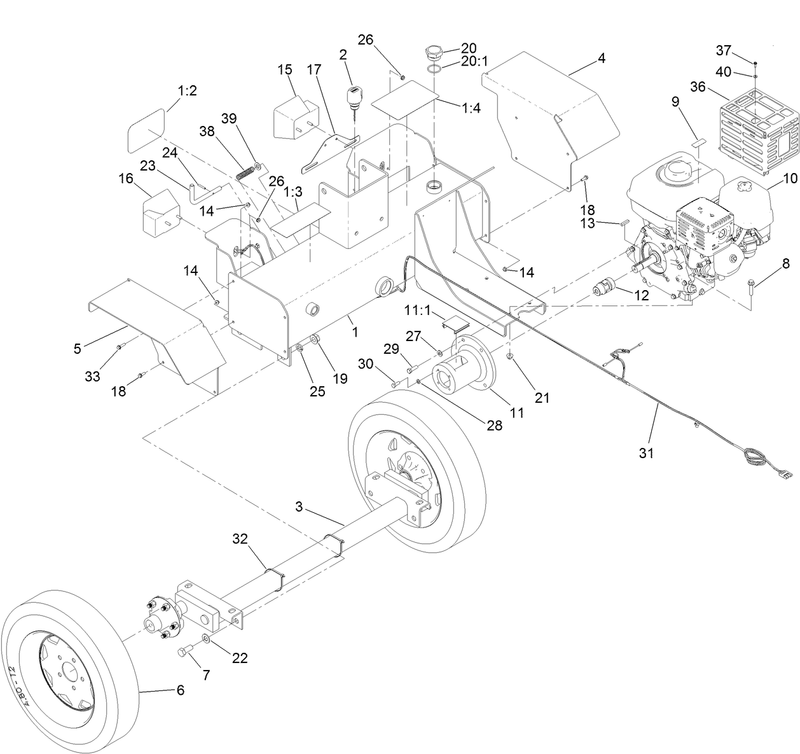Engine Axle and Hydraulic Tank Assembly