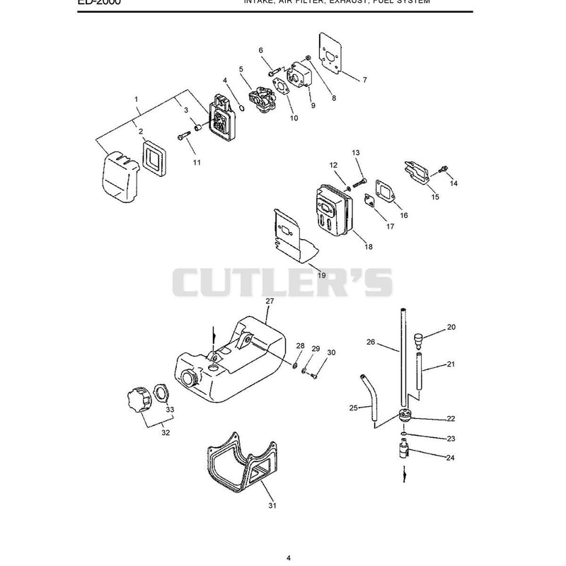 Intake, Air Filter, Exhaust, Fuel System