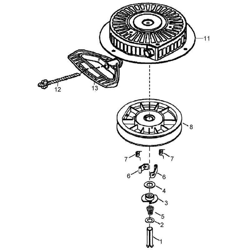 Recoil Starter Assembly No. 590749  Tecumseh LH358SA-159626A