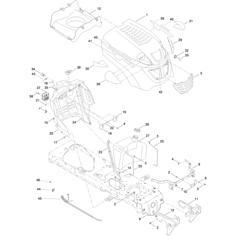 Fuel Tank Hood and Dash Assembly